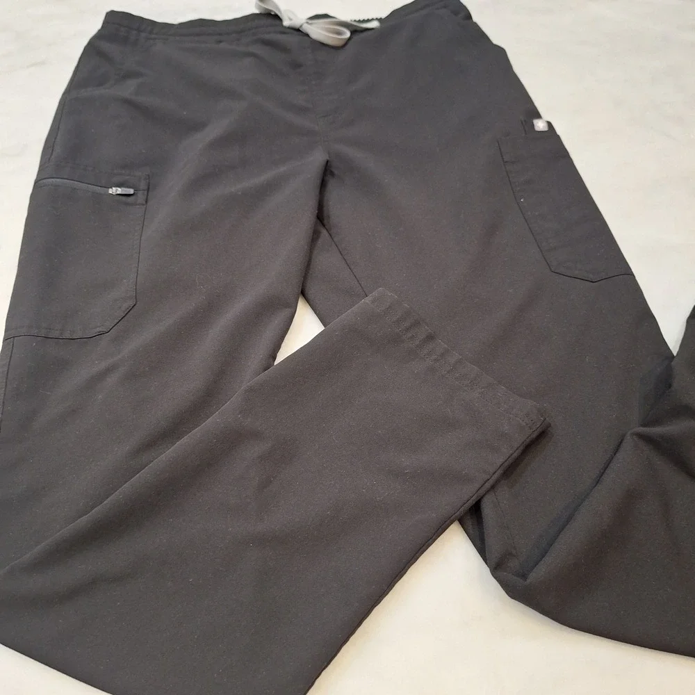 FIGS Scrub Pants Mens Lg Tall Black Technical Collection TW2000T Cargo Medical